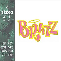 bratz embroidery design, baby girl dolls logo, 4 sizes