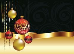 Colorful Christmas balls, decorative ornaments on abstract background