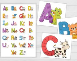 Alphabet for kids PNG, ABC Animals, Printable Alphabet, Instant Download, Digital Download,
