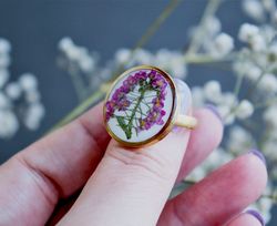 Floral adjustable ring Chunky ring Resin jewelry