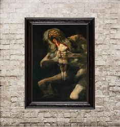 Saturn Devouring His Son. Famous artwork by Francisco Goya. Creepy art poster. 388.