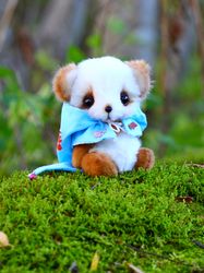ON ORDER Panda bear Tommy fluffy doll, stuffed doll, fur doll, big eyes, fantastic creature, creation doll, animal doll