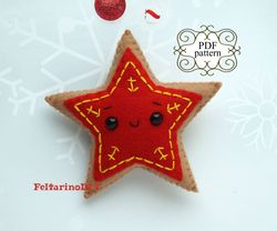 Christmas star felt pattern, Felt gingerbread pattern, Christmas ornaments patterns, Felt toy pattern
