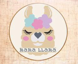 Mama Llama cross stitch pattern Modern cross stitch Cute llama embroidery Alpaca cross stitch New Mom Funny cross stitch