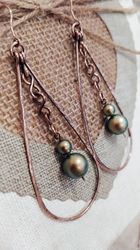 Copper earrings with Swarovski pearls