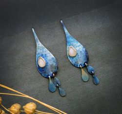 "Rain" earrings / Titanium earrings / Moonstone jewelry / Drop