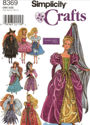 PDF Barbie, 11 1/2 (29cm) Fashion Doll Costumes, Simplicity Crafts 8369