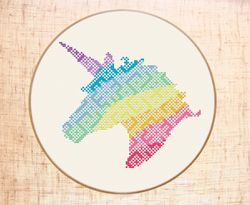 Modern Unicorn cross stitch pattern PDF Rainbow unicorn nursery diy Cross stitch Geometric unicorn embroidery