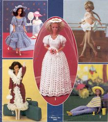 Digital | PDF | Vintage Crochet Patterns 12 Barbie Dresses | Luxurious dresses for 11 1/2 dolls | Girl toys