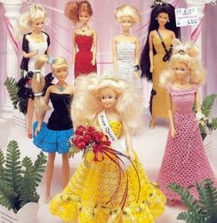 Digital  | Vintage crochet patterns | 7 Barbie dresses | Fashion doll dresses 11 1/2 | Girls toys | PDF