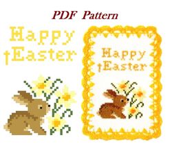 Happy Easter Embroidery, Easy Cross Stitch Pattern, Beginner Embroidery, Easter Bunny, Easter Card Gift, Ukraine Shops