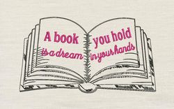 Book a book is a dream Embroidery design 3 Sizes reading pillow-INSTANT D0WNL0AD