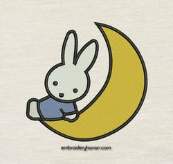 Bunny moon Embroidery design 3 Sizes reading pillow-INSTANT D0WNL0AD
