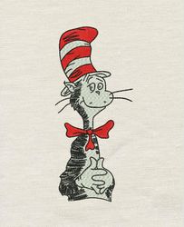 Cat in the hat Embroidery design 3 Sizes reading pillow-INSTANT D0WNL0AD