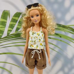 Barbie clothes yellow flowers top