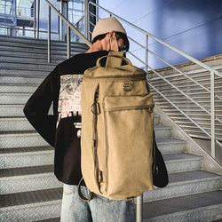 Cylinder Canvas Backpack, Preppy Style. School Backpack. Bookbag Laptop. Computer Backpacks.  mbp004