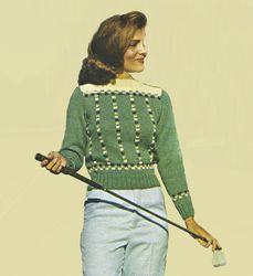 Vintage Knitting Pattern 52 Sport-Minded Knit Pullover Women