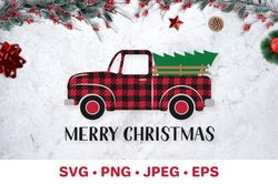 Christmas retro truck. Merry Christmas SVG