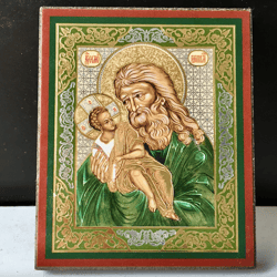 Simeon Presenting the Christ Child | Silver and Gold Foiled Mounted on Wood | Size: 2,5" x 3,5"