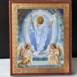 Resurrection of Christ |  Silver and Gold Foiled Mounted on Wood | Size: 2,5" x 3,5"