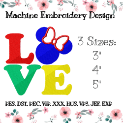 Love Minnie embroidery design