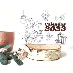 Christmas Calendar 2023 Coloring with Gnomes  Printable Desk Calendar