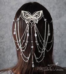 Elven Princess Wedding Jewelry | hair decoration | hairpin butterfly