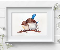 2 Birds 8x11 inch original watercolor wall decor birds painting by Anne Gorywine