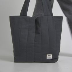Quilted tote bag black