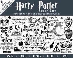 Harry Potter Clip Art PDF EPS SVG DXF PNG - Luna Lovegood Ravenclaw Mega Bundle Plus FREE Logo and Font!