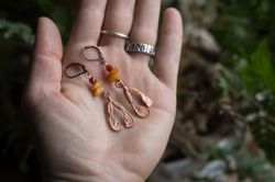 Double Maple seed earrings, Samaras earrings, Witch earrings, Maple Tree jewelry
