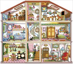 Digital | Vintage Cross Stitch Pattern Dollhouse | Dollhouse | ENGLISH PDF TEMPLATE