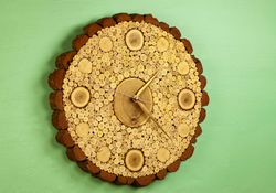 Mandala clock, Natural Wood Clock, Tree Slice Clock, Wood Slice Art, Rustic Wall Clock, Unique Wall Decor, Oak Clock