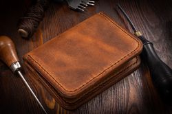 Handmade leather wallet - card case no. 1
