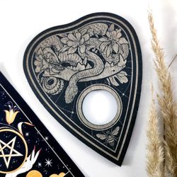 Wood ouija planchette, Planchette for ouija board, Gothic witch decor, Creepy occult decor