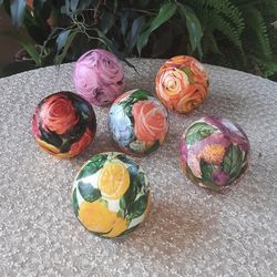Summer decorative balls for bowl Set of 6 balls for decor Decorative spheres Balls for table decor Vase filler balls