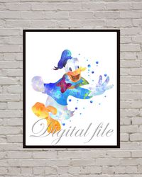 Donald Duck Disney Art Print Digital Files nursery room watercolor