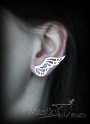 Phoenix Wing Stud Earrings | Handmade Firebird | Fantasy Jeweler earrings