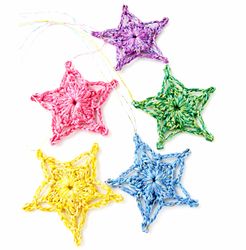 Crochet Star Pattern Christmas Ornament, PDF file digital download.