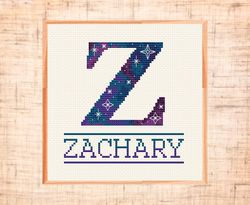 Monogram cross stitch pattern Galaxy Letter Z cross stitch Baby name cross stitch Space Nursery cross stitch PDF