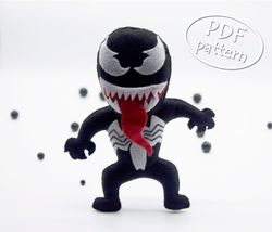 Venom PDF Pattern, Felt Venom Sewing Pattern, Anti-hero, Comic Plush Toy, Venom Plush, Venom