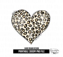 Leopard Print Heart Sublimation Frame PNG Design