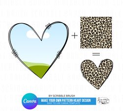 add your own pattern heart canva photo frame customisable template