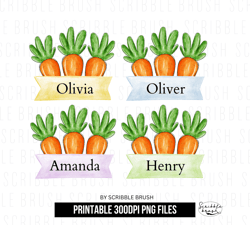 Easter Carrots Name Plate Banner Sublimation PNG Designs