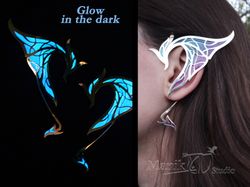 Stained elven Ear Cuff | Luminous Ear Cuff | Dragon Fantasy jewelry | Glowin