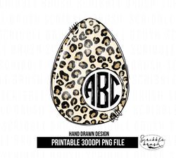 Leopard Print Easter Egg Circle Monogram Sublimation PNG Design