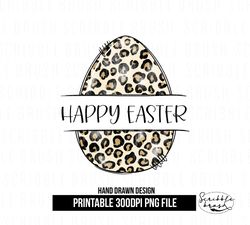 Split Leopard Print Easter Egg Monogram Sublimation PNG Design