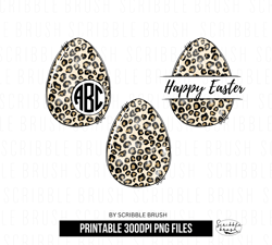 Leopard Print Easter Eggs Monograms Sublimation PNG Designs