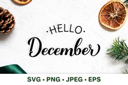 Hello December SVG. Winter quote