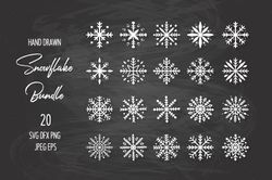 Hand drawn snowflake bundle. Winter decorations
